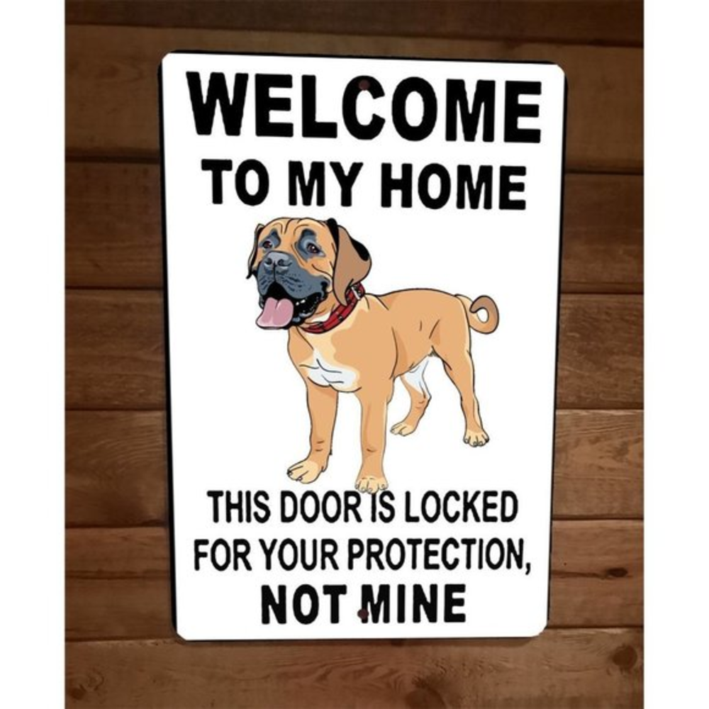 This Door is Locked for Your Protection Boerboel Dog 8x12 Metal Wall Animal Sign